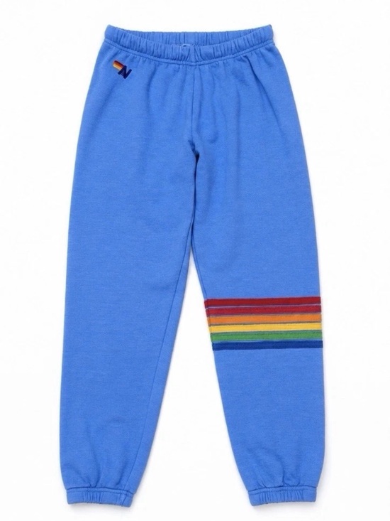 Aviator Nation Pants - Aviator Nation Women’s Sweatpants Size M Blue Rainbow Stripe Joggers GUC